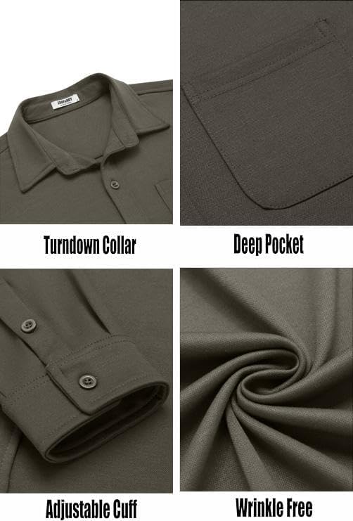COOFANDY Mens Long Sleeve Wrinkle Free Shirts Casual Button Down Stretch Dress Shirt with Pocket - Image 5