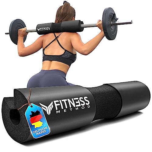 FITNESS METHOD® 2024 Upgraded Langhantel Polster für Hip Thrust & Kniebeugen Barbell Pad +BOOTY Guide+ Klettverschluss, Nackenpolster
