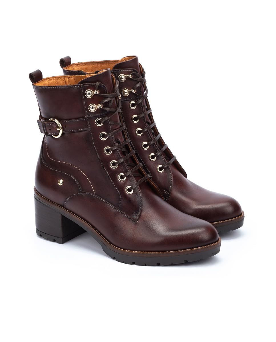 Pikolinos Stivaletti Neri in Pelle Llanes -Altezza Tacco 6cm-