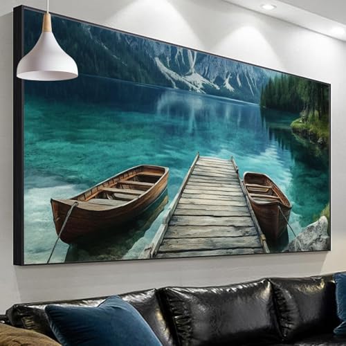 Broderie Diamant Cadeau Original | Diamond Painting Paysage Lac 120x40cm