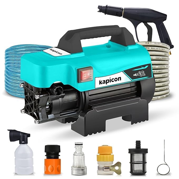Kapicon KP-5 2000W High Pressure Wash150 Bar, 6.5 LPM Flow, 8m Hose | Portable Electric Car & Home Washer Bike & Home Cleaning,Spray Gun, Nozzles & Accessories