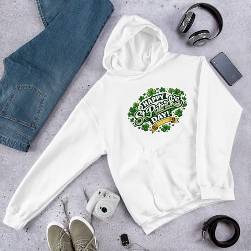 Image of Maydear Happy St. Patrick's Day Hoodie for Men Women Lucky Shamrock Graphic Hooded Sweatshirt