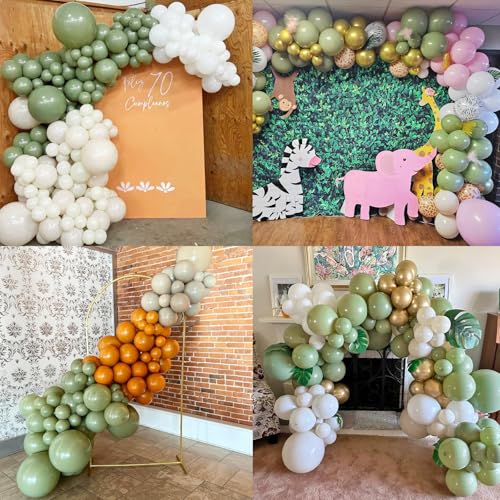 Image of 114pcs Sage Green Balloons Different Sizes, 18 12 10 5 inch Matte Olive Green Balloons Garland Arch kit for Woodland Baby Shower Jungle Birthday Boho Wedding Decor