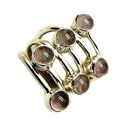 Bague en argent véritable quartz rose forme émeraude, le cadeau idéal de taille H à Z pour elle