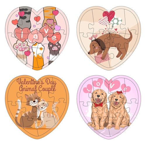 Amor de San Valentín con divertidos animales educativos en forma de corazón