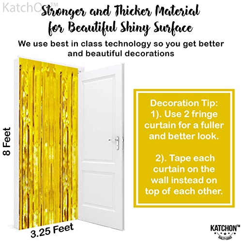 Katchon, Xtralarge Gold Fringe Curtain Backdrop - 6.4X8 Feet, Pack Of 2 | Gold Foil Curtain Backdrop, Gold Streamers Party Decorations, Wedding Decorations | Gold Foil Fringe Curtain Party Decorations #TOP3