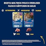 Bozita Sterilised Nassfutter Häppchen in Gelee mit Fleisch - 12x85g Portionsbeutel getreidefreies & weizenfreies Futter für Katzen - Katzen Nassfutter mit 8,5% Protein & 3,5% Fettgehalt