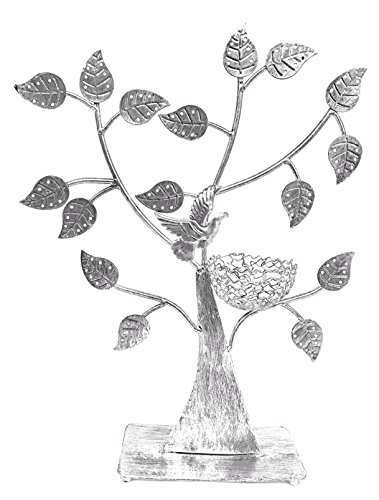 Bejeweled DisplayBird Nest Jewelry Tree Earring Holder~Bracelet Stand~Necklace Organizer Jewelry Display (Antique Silver)