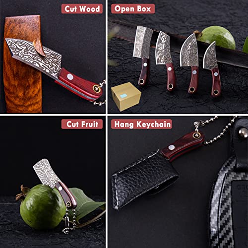 Hx-Cqhy Mini Knife Set Pocket Knife Damascus Chef Knives Edc Knife Set Tiny Knife Cleaver For Package Opener,Box Cutter,Set Of 4 #TOP5
