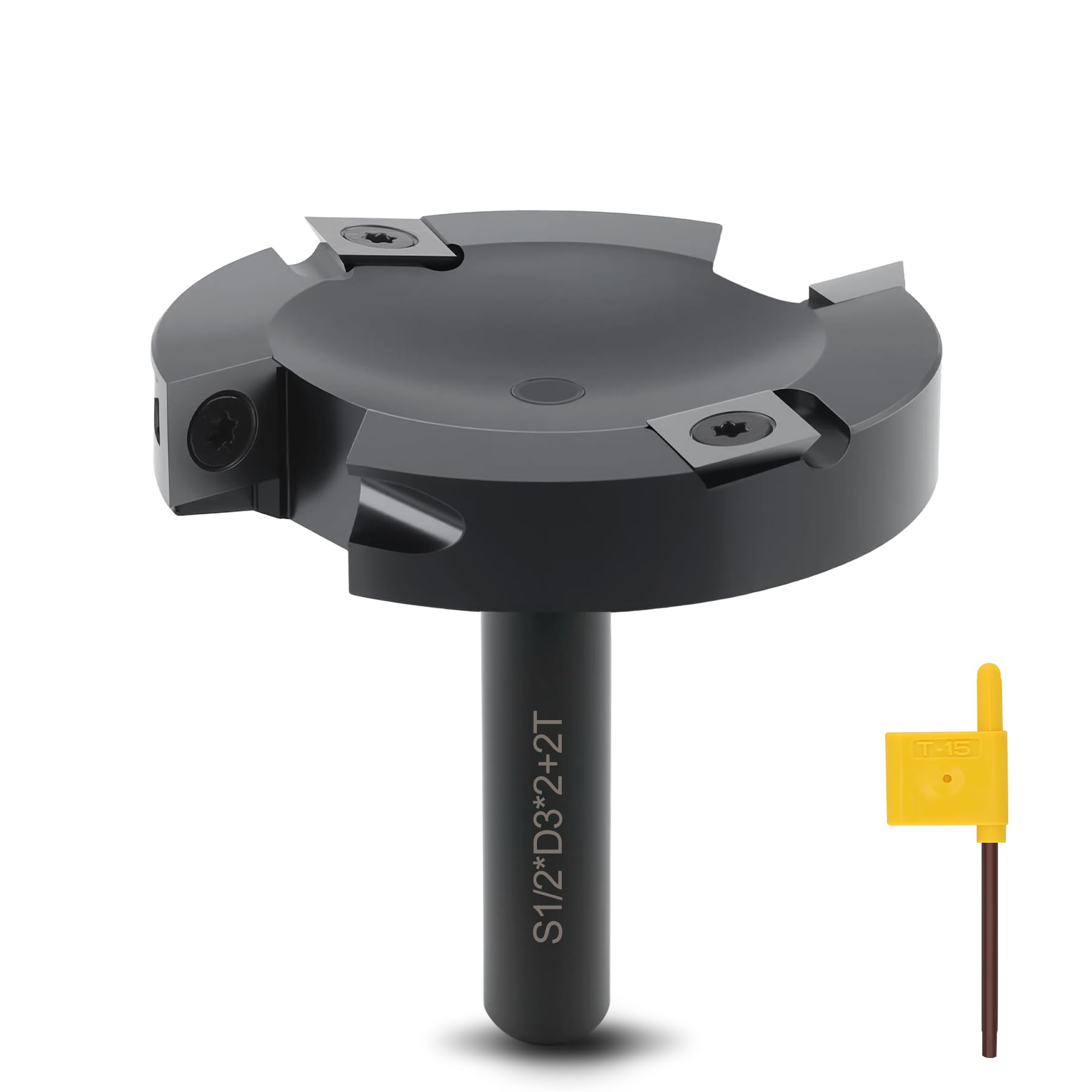 CDBP CNC Soilboard Surfacing Router Bits 1/2" Shank, 3" Cutting Diameter with 2+2 Wing, 12mm Carbide Insert Planer Bit for Slab Flattening Woodworking Levelling and Face Milling — image 1