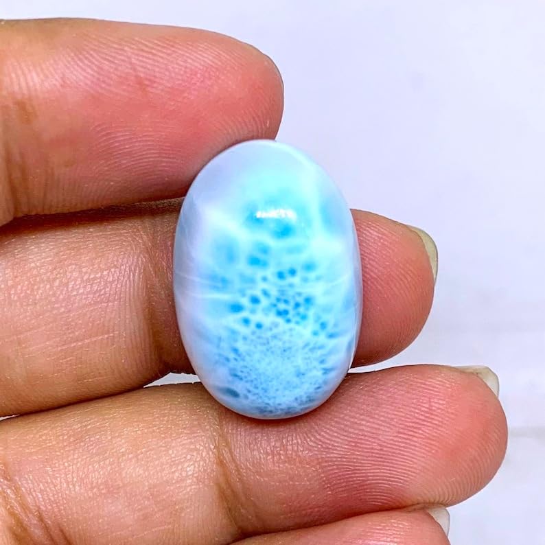 Larimar cabochon en vrac 24x16x9mm pour création bijoux DIY bague collier et pendentif gemme