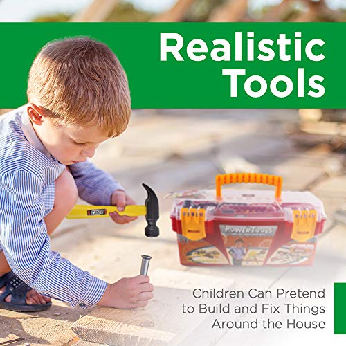 Wolvolk 26-Piece Tool Box Set With Removable Tool Tray - Great Gift Toy For Boys #TOP2