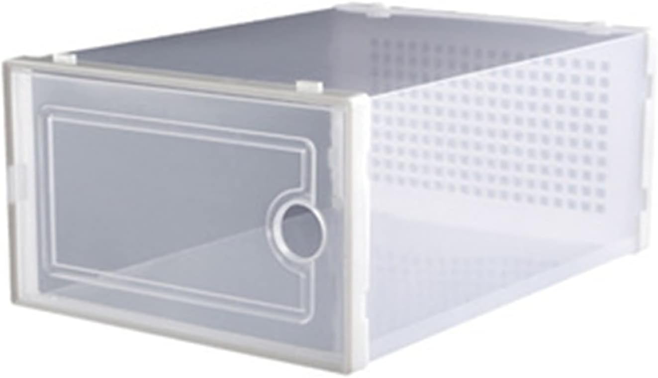 Stackable Shoe Organizer Box Shoe Boxes Clear Plastic Stackable 2 Pack - Shoe Box Storage Containers For Organizing Sneaker - Clear Container Organizers For Shoes - Sneaker Organizer Boot & Shoe Box(B