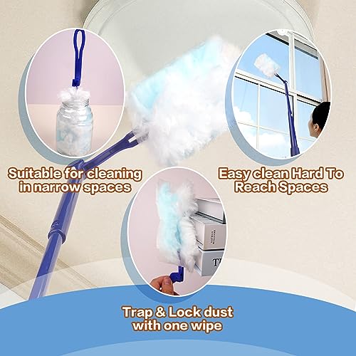 UKEENOR 180° Dusters Multi Surface Duster Refills Kit Extender Handle (1 Long Handle to + 1 Short Handle + 15 Duster Refill) - Thumbnail 5