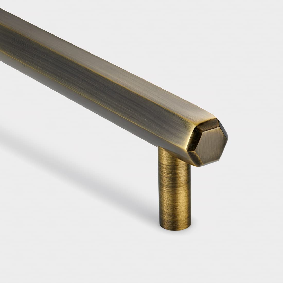 Solid Brass Hexagon Bar Handles | by Pushka Home | Modern Brushed Antique Gold Finish | for Door, Cabinet, Wardrobe, Drawers (160mm Hole Centre)