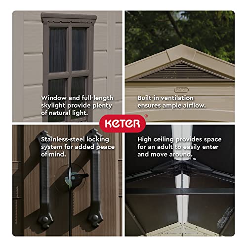 Keter Factor Large 8 X 11 Ft. Resin Outdoor Yard Garden Storage Shed, Taupe/Brown #TOP3