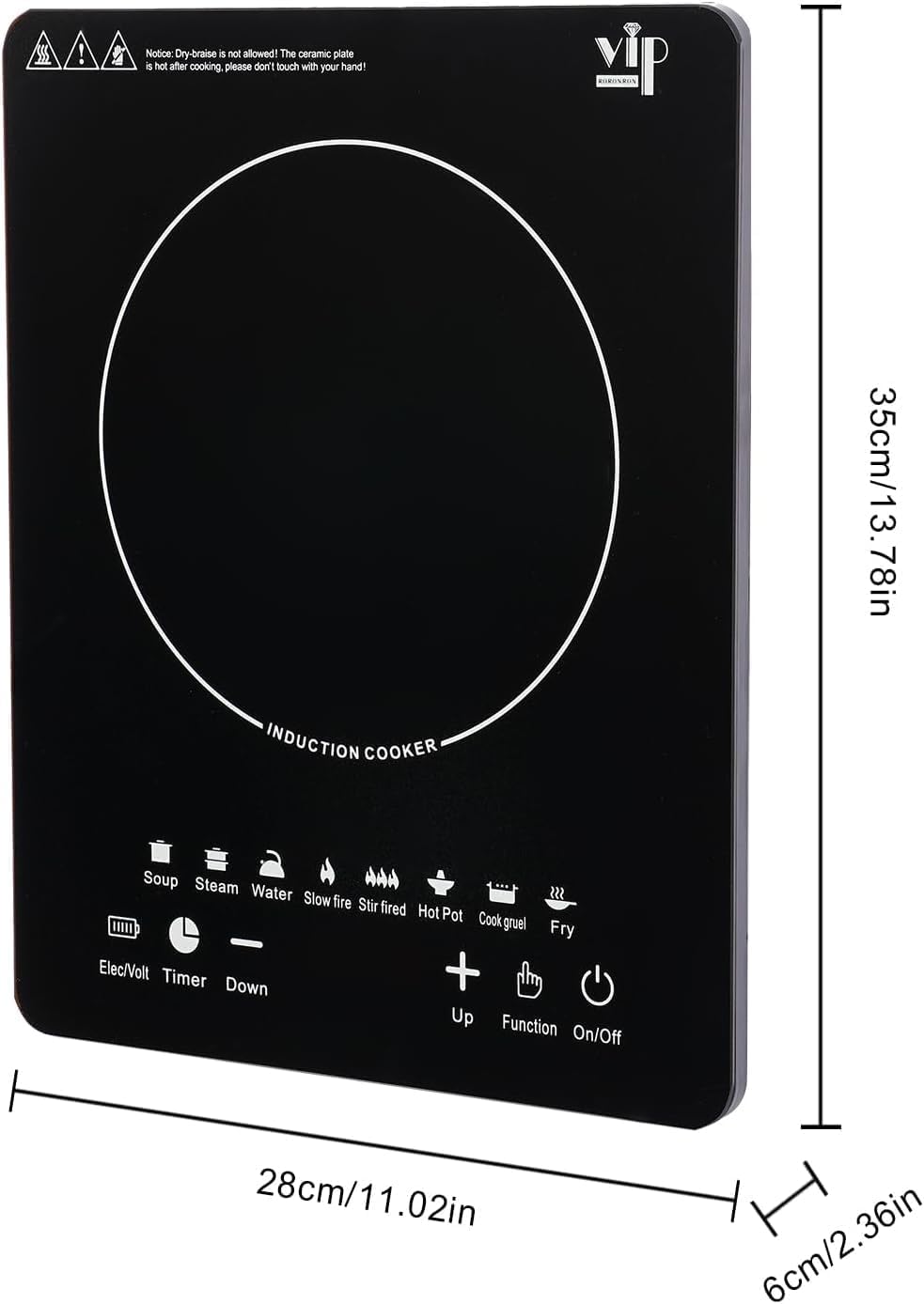2200W Portable Induction Cooktop, Electric Countertop Burner with Touch Control, 8 Power Levels, Timer, Pre-Setting, Modern Glass Design – 110V, Black