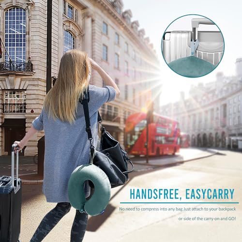 Image of Fabuday Travel Neck Pillow Memory Foam for Airplane Traveling Gray Blue