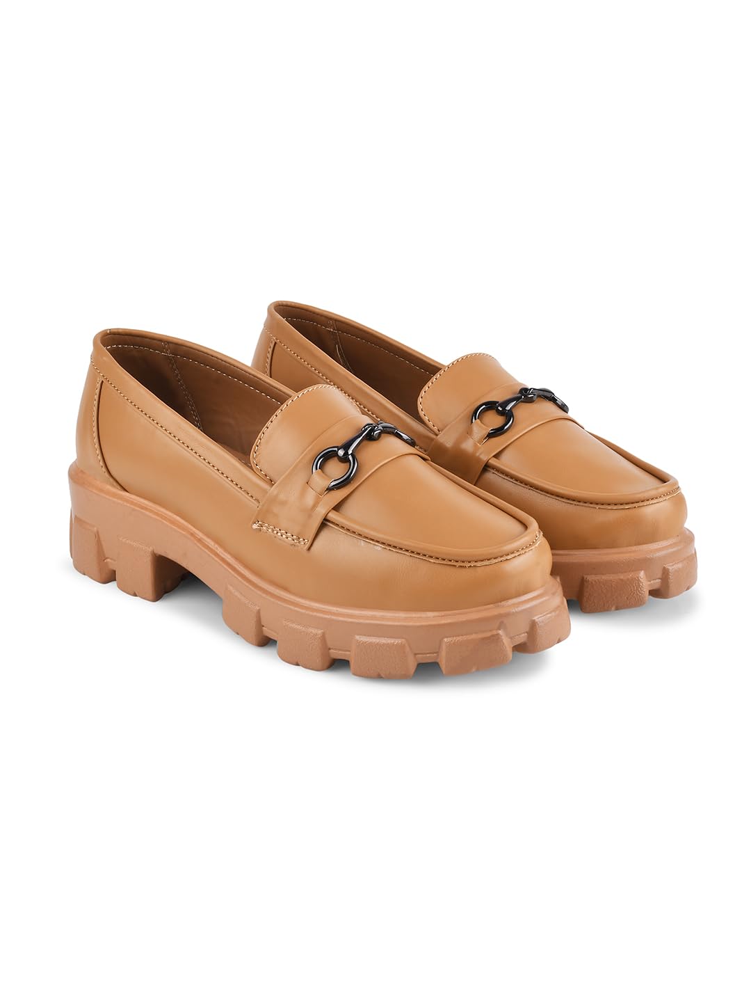 Platform Loafers for Women Chunky Heel Lug Sole Loafers Slip ons Round Toe for Work Casual Office-image-26