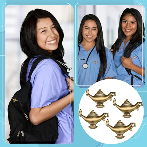 Image of Tondiamo 12 Pcs Nursing Pins for Pinning Ceremony Gold Florence Nightingale Lamp Lapel Brooches CNA RN Nurse Gifts Bulk Nurse Appreciation Week Badge Accessories
