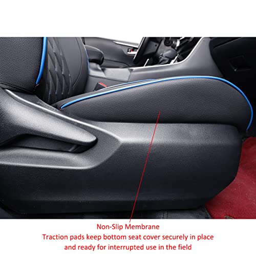Image of EKR Rav4 Seat Covers Custom Fit for Toyota Rav4 2021-2024 Prime SE,XSE & 2019-2025 Hybrid /PHEV SE,XSE, Leather Car Seat Cover Full Set for SUV,Faux Leather(Black with Blue Piping)