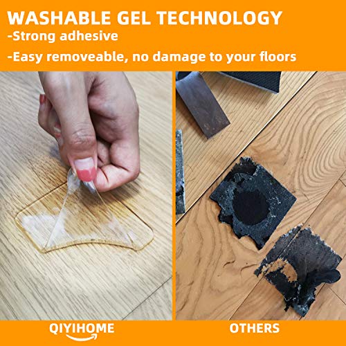 Non Slip Furniture Pads For Hardwood Floor/Rug, Heavy Duty Gripping Pads Furniture Leg Wood Floor Protectors, Silicone Gel Pads Clear, 16.5 Ft Length, By Qiyihome #TOP4