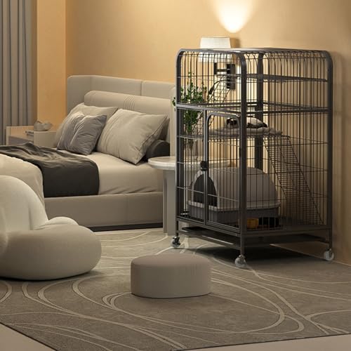 Maison pour chat extérieure avec tiroir amovible - Parc d'exercice vertical sur roues