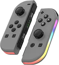 Waillynice Controle RGB sem fio para Switch/OLED, sensor de movimento de vibração, Bluetooth, tipo C, 12 opções de cores (cinza)