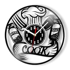 Bon Appetit Kitchen Chef Vinyl LP Record Wall Clock | For Kitchen Restaurant Dining Room, Battery