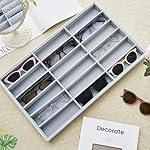 Amylove 2 Pcs Sunglass Organizer Trays Glasses Stackable Jewelry Trays Sunglass Organizer Display Box(18 Grids,Gray) - Image 5