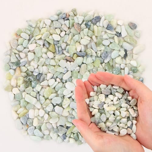 MIDELONG 0.44Lb Succulents and Cactus Bonsai DIY Rocks, Jade Bean Pebbles Natural Decorative Polished Stones Vase Fillers Gravel River Rocks for Indoor Plants,Terrarium,Fairy Gardening (6mm-9mm)