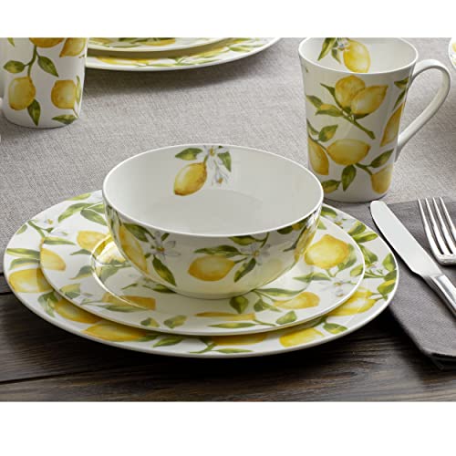 Mikasa Lemons 16-Piece Bone China Dinnerware Set, Service for 4, Includes Dinner Plates, Salad Plates, Cereal Bowls and Mugs, Dishwasher and Microwave Safe by Mikasa - Image 7
