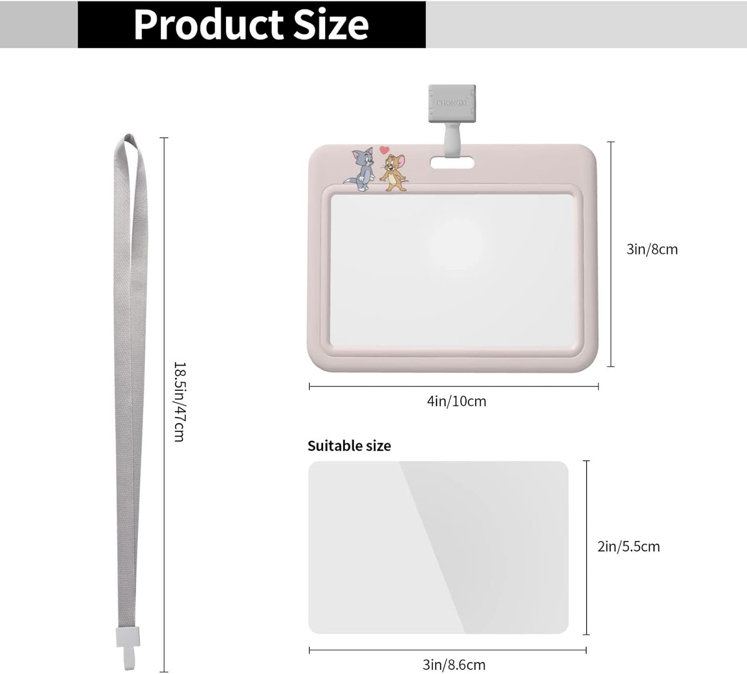 Amazon トムとジェリー Idカードホルダー 横型 ハード パスケース 定期入れ Idカードケース かわいい おしゃれ ネームホルダー ネックストラップ 社員証 名札 レディース キャラクター Aykong Idカードホルダー