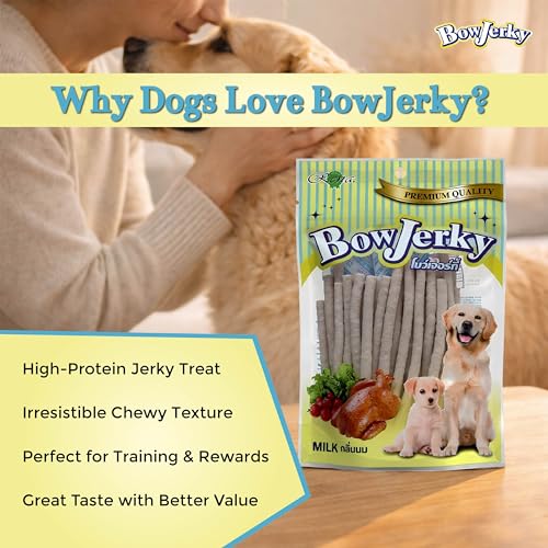 Image of Chicken Dog Treats, High Protein Jerky Sticks, Milk Flavour, 200gm, Pack of 5