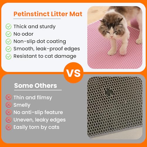 Image of Cat Litter Mat,Large Honeycomb Double Layer Cat Litter Trapping Mat, Non Slip Waterproof Urine Proof Cat Litter Box Mat, Kitten Supplies and Essentials