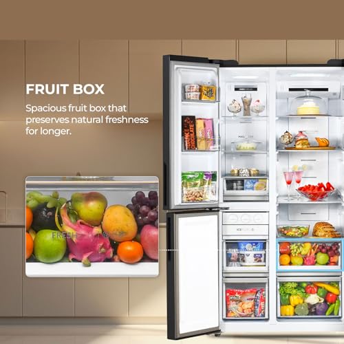 Image of Haier 598 L 3 Star Frost Free Expert Inverter 3-Door Side by Side Refrigerator (HRT-683GK, Graphite Black, Magic Convertible, Deo Fresh Technology, 2026 Model)