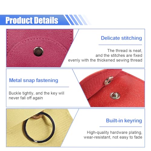 Image of KITUREK 8PCS Pull Out Car Key Case, PU Leather Keychain Protective Bags, Large-Capacity Key Case Holder, Creative Key Case Cover for Halloween Christmas Presents (Closed)