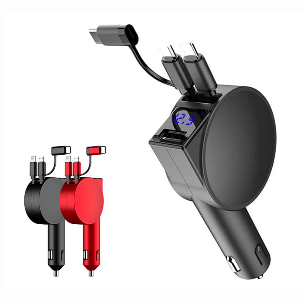 Amazon.co.jp: 車載充電器 シガーソケット 巻取り式 最大60W QC4.0 +