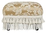 Jennifer Taylor Home, FOOTSTOOL, neutral, Cotton Blend, Fringe & Trim Tassels