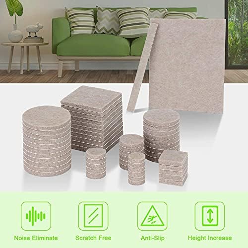 Felt Furniture Pads -182 Pcs Furniture Pads Self Adhesive, Cuttable Felt Chair Pads, Anti Scratch Floor Protectors for Furniture Feet Chair Legs, Furniture Felt Pads for Hardwoods Floors, Beige