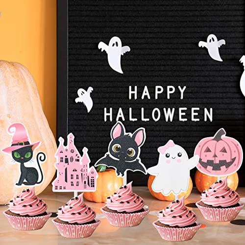 36Pcs Pink Ghost Cupcake Toppers Picks Halloween Cake Decorations For Halloween Party Decorations Halloween Themed Girls Baby Shower Supplies #TOP6