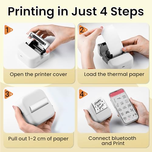 Image of Print Pods Mini Sticker Printer, Sticker Printer, Mini Printer for Study Notes, DIY, To-do List, Mini Thermal Printer Compatible with iOS & Android, M02L Print Pods Mini Printer for Students
