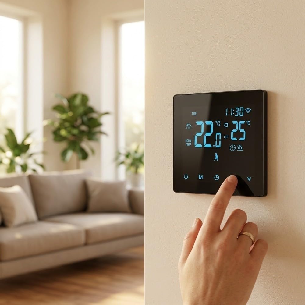 Termostato para inteligente WiFi para zigbee Calefacción - Mando Voz para alexa Assistant 5 a 90 Grados 3200W Digital para habitación Baño(3A)