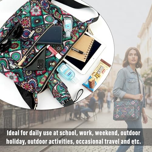 Image of Storite Women's Printed Crossbody Sling Bag | Multi Pocket Lightweight Shoulder Bag | Adjustable Strap Travel Messenger Bag | Boho Design Casual Everyday Purse