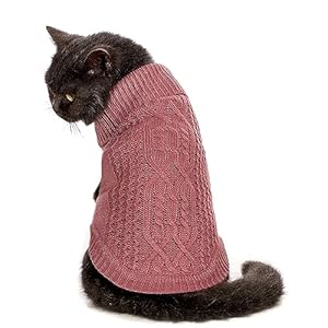 Cat Clothes 16 Color Turtleneck Knitted Sleeveless Dog Sweater Warm Winter Kitten Clothes Outfits for Cats or Small Dogs in Cold Season (Maple Leaf Red, Small)