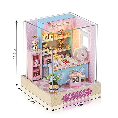 Cuteefun DIY Wooden DollHouse Kit, DIY Miniature Doll House Kits with Furniture and Dust Cover - Image 2