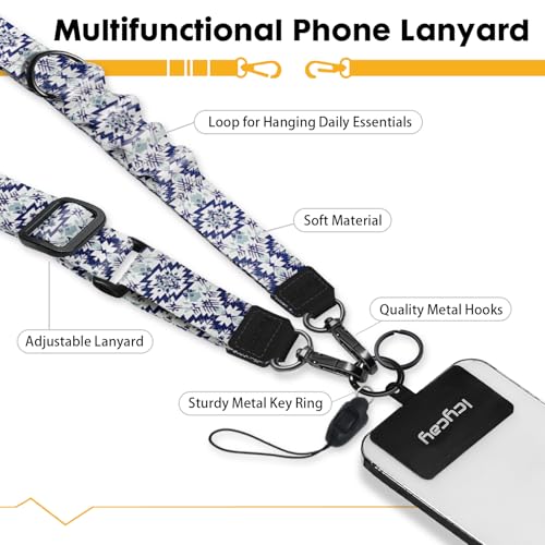 Image of Icycay Phone Lanyard Crossbody Strap Neck Adjustable Teacher Women Boho | for Cell Phone Case Keys ID Badges, Anti Theft, Multifuctional, Cute Phone Holder, Travel Hiking Essential Accessories, Gifts