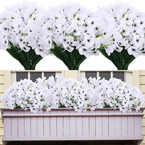 Jutom 24 Pcs Bundles Artificial Flowers Hydrangea Silky Flowers Uv Resistant Fake Flowers For Decoration Indoor Outdoor Artificial Plants Uv Resistant Floral Greenery Shrubs Plants For Garden (White) #TOP17