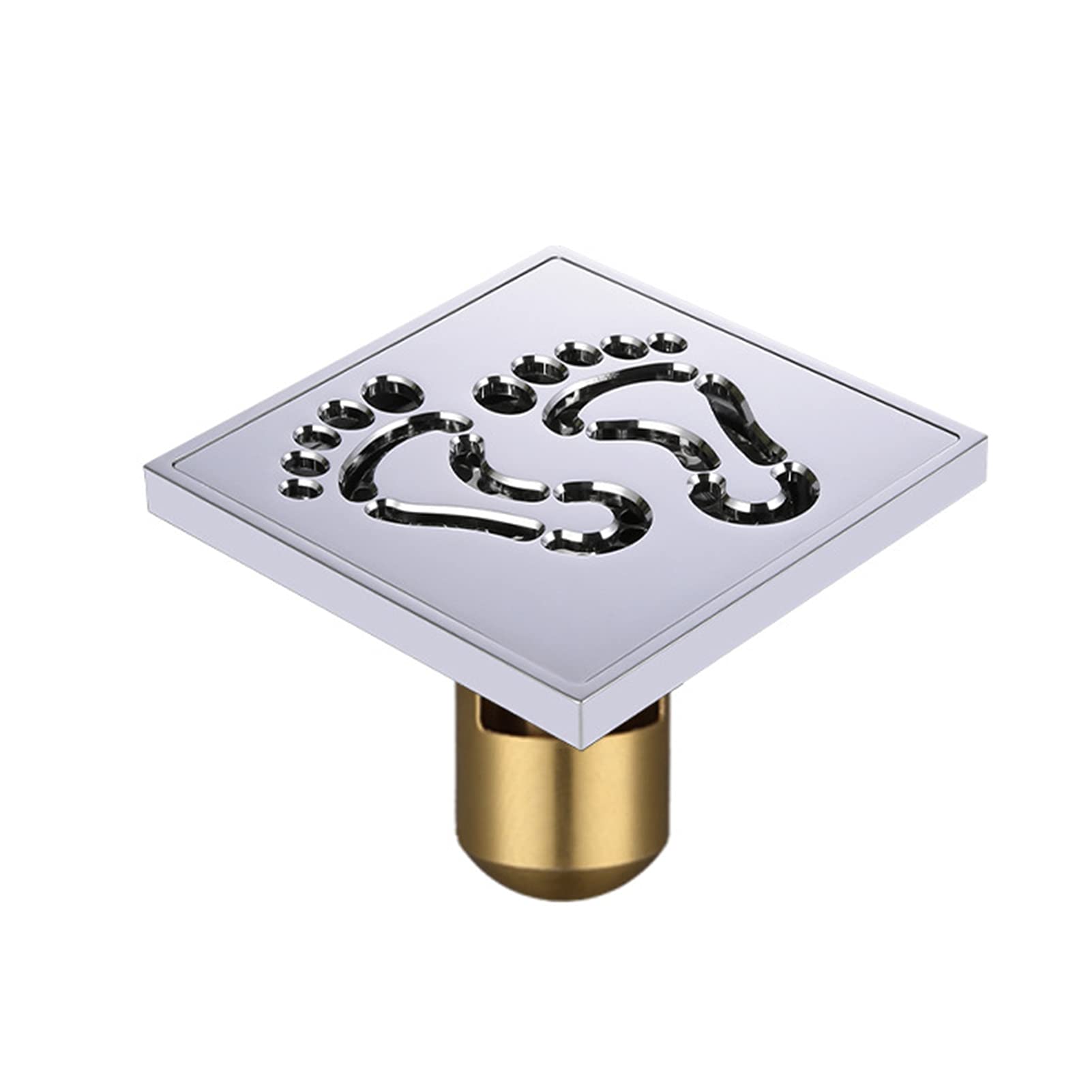 Drain de sol de baignoire or 10x10 cm en laiton chromé pour douche