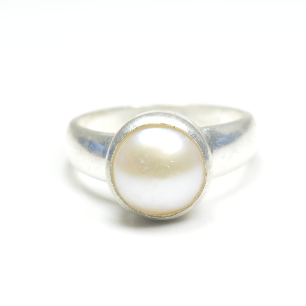 55Carat Unisex NA plata de ley talla ovalada blanco perla